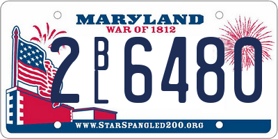 MD license plate 2BL6480