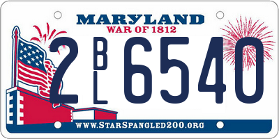 MD license plate 2BL6540