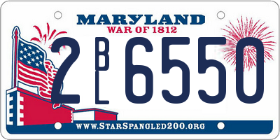 MD license plate 2BL6550