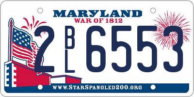 MD license plate 2BL6553