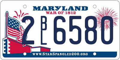 MD license plate 2BL6580