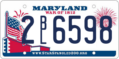 MD license plate 2BL6598
