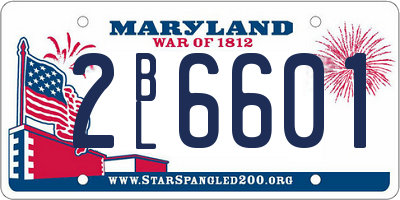MD license plate 2BL6601
