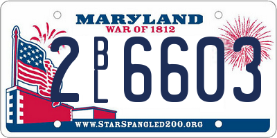 MD license plate 2BL6603