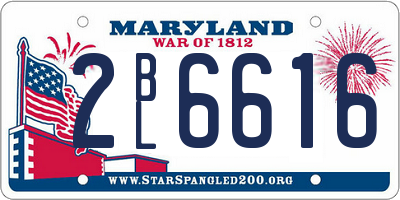 MD license plate 2BL6616