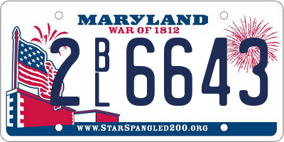 MD license plate 2BL6643