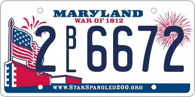 MD license plate 2BL6672