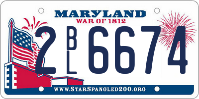 MD license plate 2BL6674
