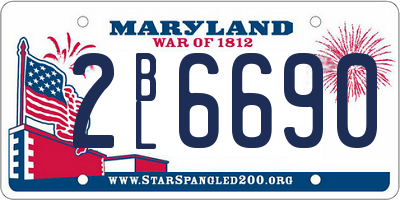 MD license plate 2BL6690
