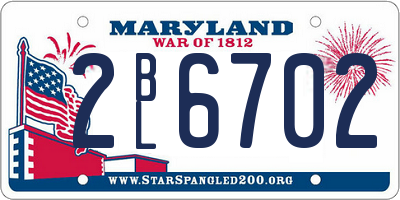 MD license plate 2BL6702