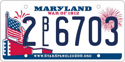 MD license plate 2BL6703