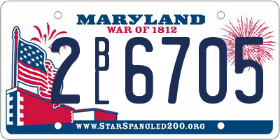 MD license plate 2BL6705