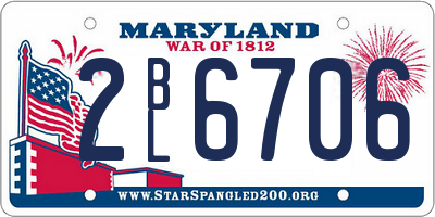 MD license plate 2BL6706