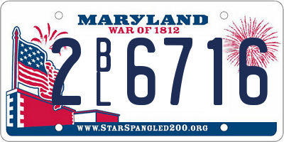 MD license plate 2BL6716