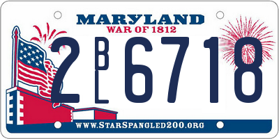 MD license plate 2BL6718