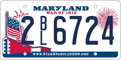MD license plate 2BL6724