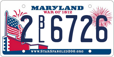 MD license plate 2BL6726