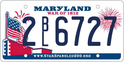 MD license plate 2BL6727
