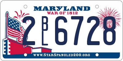 MD license plate 2BL6728