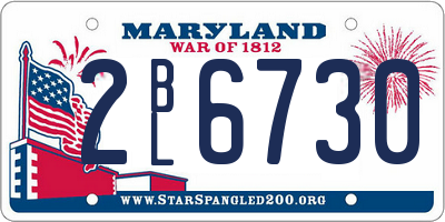MD license plate 2BL6730