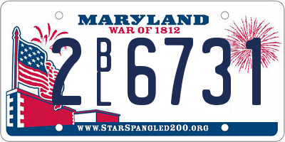 MD license plate 2BL6731