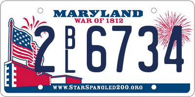 MD license plate 2BL6734