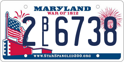 MD license plate 2BL6738
