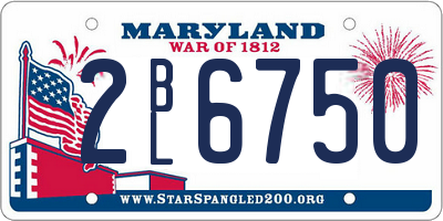 MD license plate 2BL6750