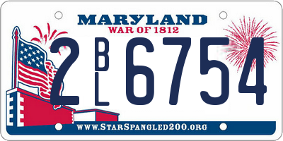 MD license plate 2BL6754