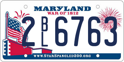 MD license plate 2BL6763