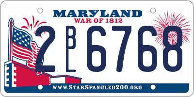MD license plate 2BL6768