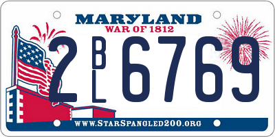 MD license plate 2BL6769