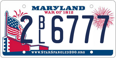 MD license plate 2BL6777