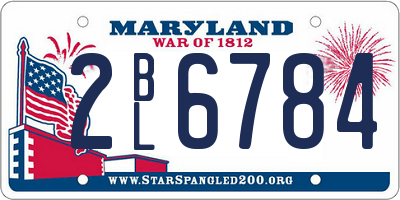 MD license plate 2BL6784