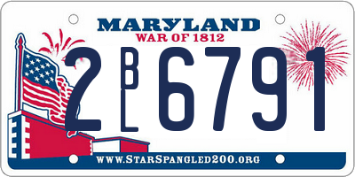 MD license plate 2BL6791