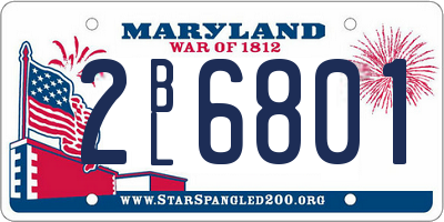MD license plate 2BL6801