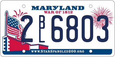 MD license plate 2BL6803