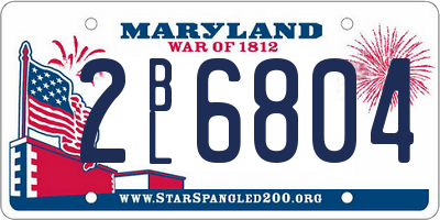 MD license plate 2BL6804