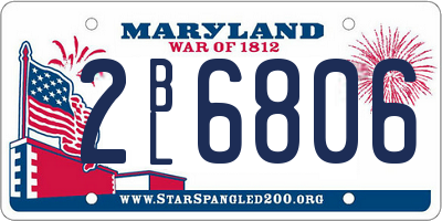 MD license plate 2BL6806