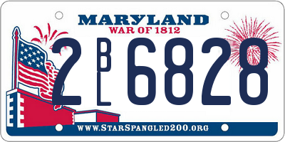 MD license plate 2BL6828
