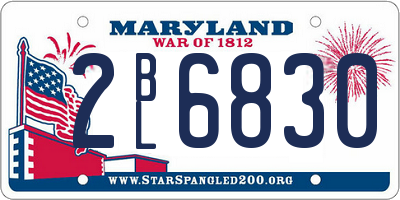 MD license plate 2BL6830