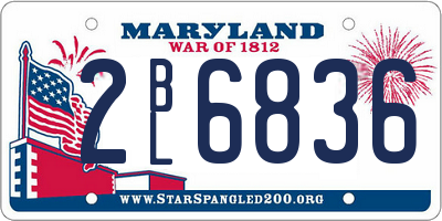 MD license plate 2BL6836