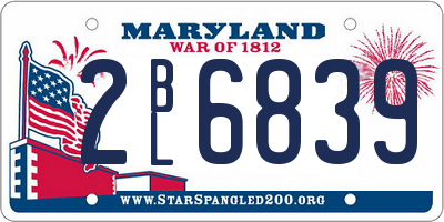 MD license plate 2BL6839