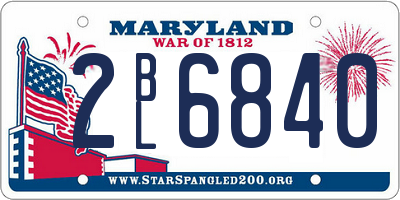 MD license plate 2BL6840