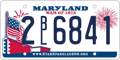 MD license plate 2BL6841