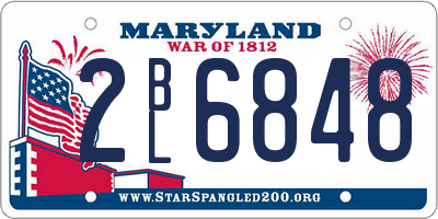 MD license plate 2BL6848