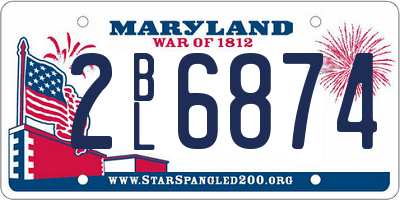 MD license plate 2BL6874