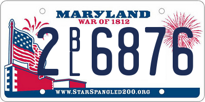 MD license plate 2BL6876
