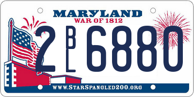 MD license plate 2BL6880