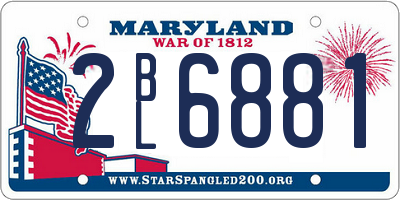 MD license plate 2BL6881